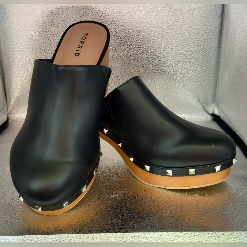 TORRID WIDE WIDTH Black Studded Platform Clogs - image 1